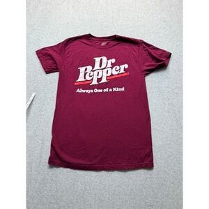 Dr Pepper Graphic T-Shirt Maroon Always One of a Kind Soda Logo Mens Small